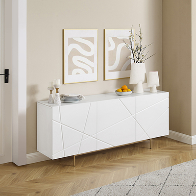 Buffet Sideboard Colour Ceramic Top Mdf In Glossy White Gold Colour