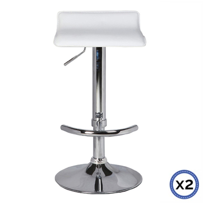 Set of 2 Barstool Adjustable White Colour 