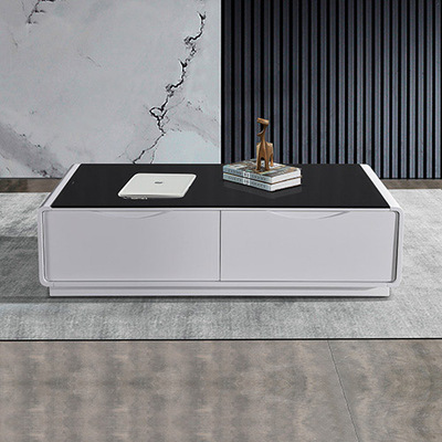 sophisticated Coffee Table - Black Glass & White 