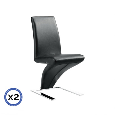 Sleek Black Leatherette Dining Chairs - Set of 2