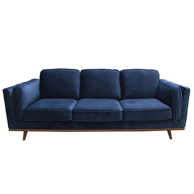 Blue Fabric 3+2 Seater Sofa With Wooden Frame