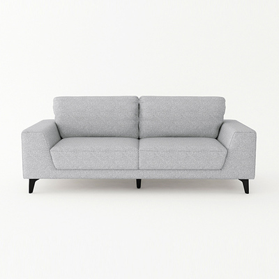 Light Grey Fabric 3-Seater Sofa With Black Legs