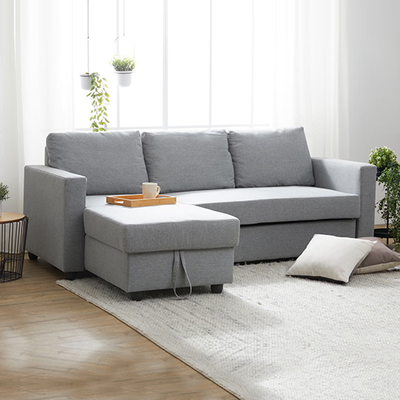 Murry 2 Seater Sofa Bed With Pull Out Storage Corner Lounge Set In Grey