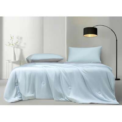 Ice Cooling Reversible Summer Comforter Blanket (Blue and Grey, Queen/King)