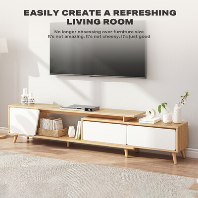 Adjustable Tv Stand Entertainment Unit With Storage Drawer Cabinet