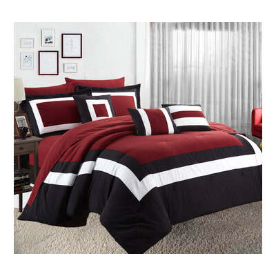 10 Piece Comforter And Sheets Set King Red