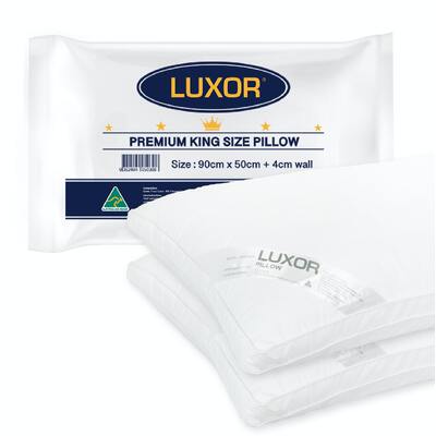 Australian Made Hotel King Size Pillow With 4Cm Wall Twin Pack