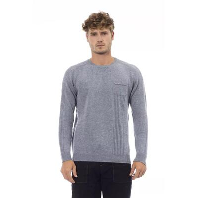 Light Blue Viscose Sweater For Men- Alpha Studio