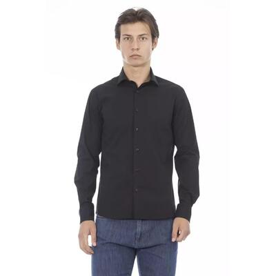 Sleek Men's Black Cotton Shirt