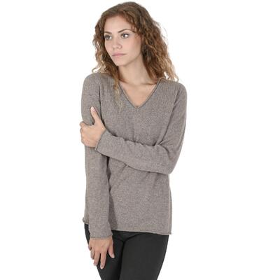 Edinburgh Elegance Taupe V-Neck Cashmere Sweater