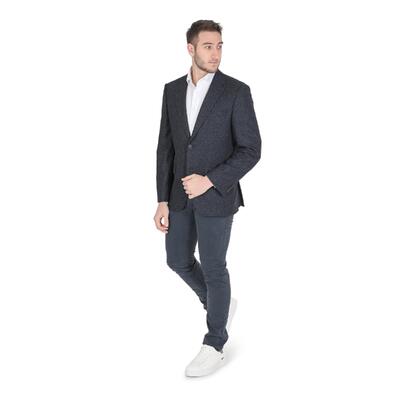 Midnight Elegance Men'S Indigo Wool Blend Jacket