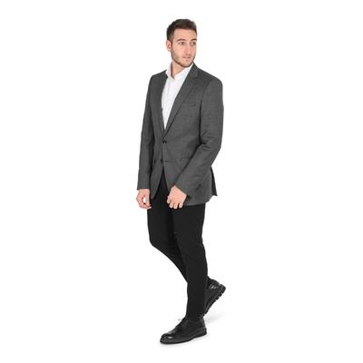 Shadowed Sophistication Hugo Boss Charcoal Wool Jacket - 106 Cm