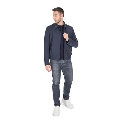 Sleek Zip-Front Sophistication Hugo Boss Men'S Blue Jacket - 46 Eu