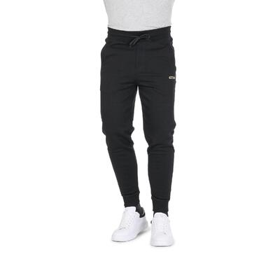 Sleek Obsidian Hugo Boss Men'S Black Cotton Pants (L)