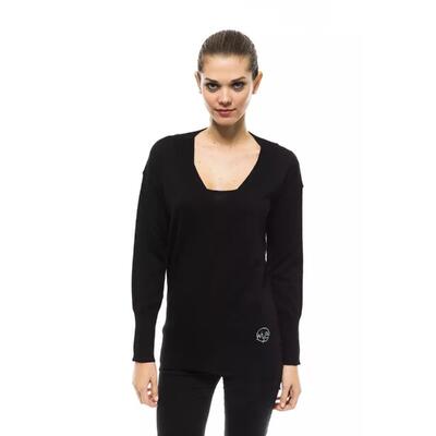 Sleek Black Wool Sweater - Montana Blu (46 It)