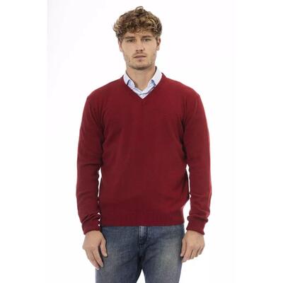 Fiery Red Cozy Sergio Tacchini Men'S Wool Sweater - S