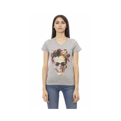 Gray V-Neck Shirt Trussardi Action Women'S Printed Tee - S