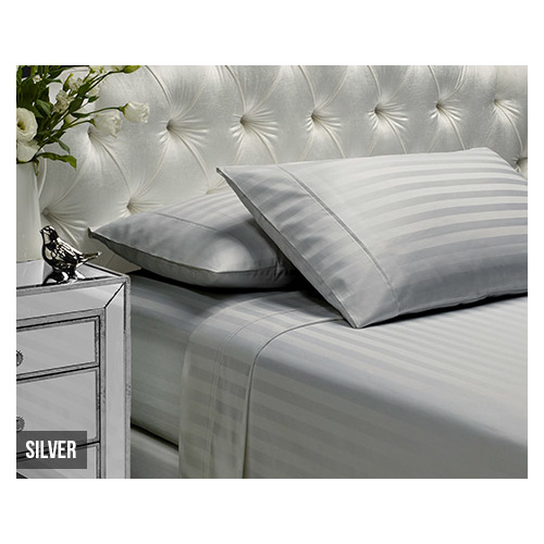 Viva Stripe Queen 1000 TC Silver Sheet Set