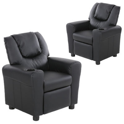 Set Of 2 Oliver Kids Recliner Chair - Black