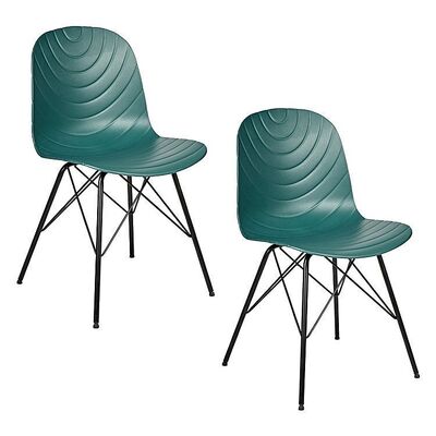 Set Of 2 Modern Republica Dining Chair - Dark Green