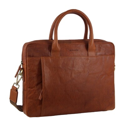 Leather Multi-Handle Computer Laptop Bag - Tan