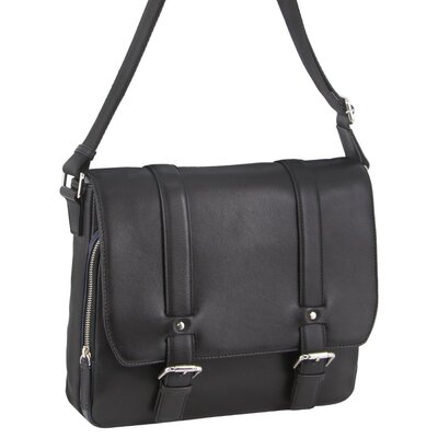 Pebbled Leather Computer Laptop Bag Overnight Satchel - Black