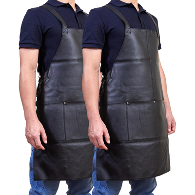 2X Professional Leather Apron Butcher Woodwork Barber Chef - Black