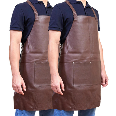 2X Leather Apron Butcher Woodwork Barber Chef - Brown