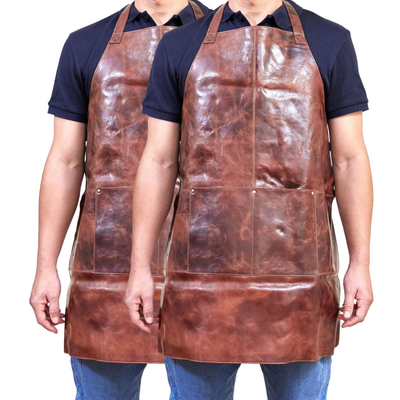 2X Leather Apron Butcher Woodwork Barber - Cognac