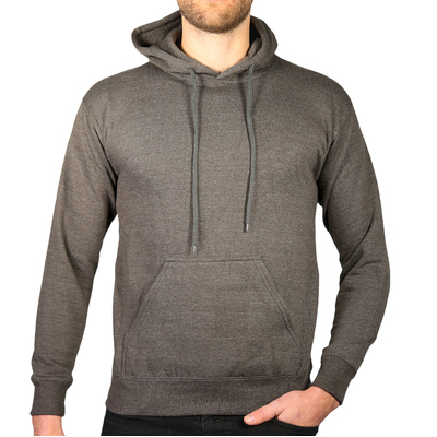 Adult Mens 100% Cotton Fleece Hoodie - Charcoal Grey - L