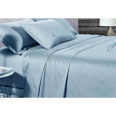 King Size 500TC Cotton Sateen Fitted Sheet (Blue Color)