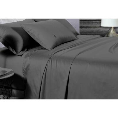 Single Size 500TC Cotton Sateen Fitted Sheet (Charcoal Color)