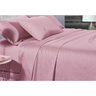 Queen Size 500TC Cotton Sateen Fitted Sheet (Pink Color)