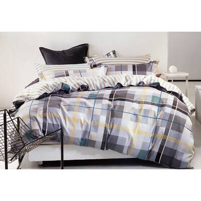 King Size Cotton Rectangle Striped Quilt Cover Set (3PCS)