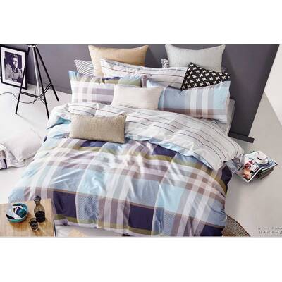 Queen Size Rectangle and Strips Pattern Quilt Cover Set(3PCS)