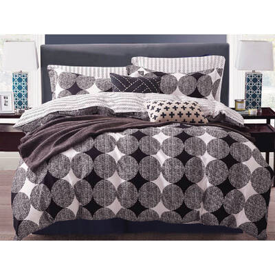 Queen Size Cotton Circular Modern Quilt Cover Set (3PCS)