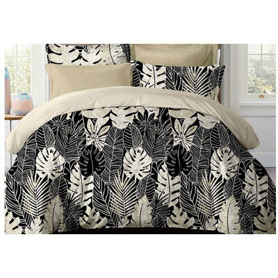 Queen Size Dex Black and White Fruit Salad Plant Quilt Cover Set (3PCS)