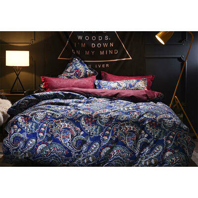 King Size Corliss Blue Paisley Quilt Cover Set (3PCS)