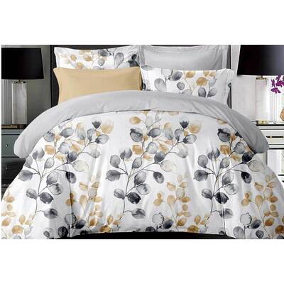 King Size Idina Leaf Pattens Quilt Cover Set (3PCS)