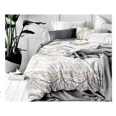 Queen Size 3pcs Modern Curve Quilt Cover Set