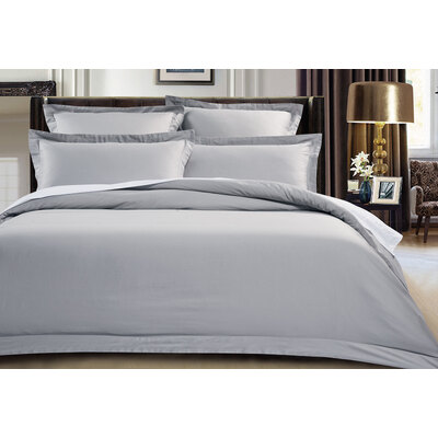 Queen Size 500TC Cotton Sateen Quilt Cover Set (Silver Color)