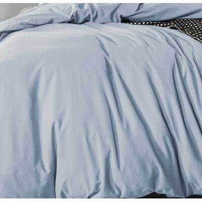 Super King Size Blue Fog Vintage Washed Cotton Quilt Cover Set(3PCS)