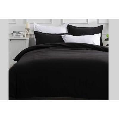 Super King Size Black Color Quilt Cover Set (3PCS)