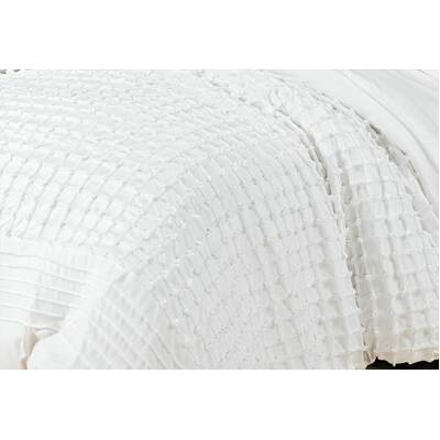 Queen Size White Cross Pintuck Quilt Cover Set(3PCS)