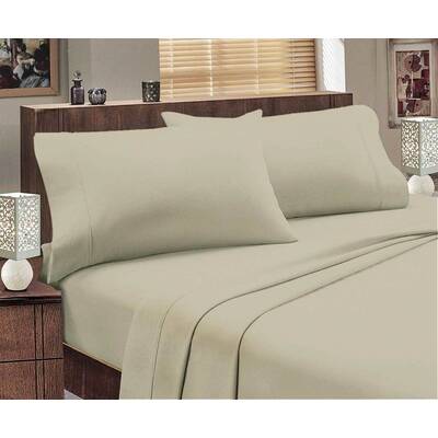 Single size Egyptian Cotton flannelette Sheet Set (Stone)