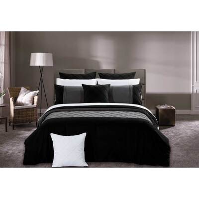 Super King Size Black Diamond Pintuck Quilt Cover Set(3PCS)