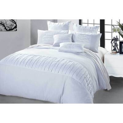 Super King Size White Pintuck Quilt Cover Set (3PCS)