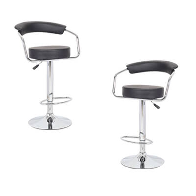 2x Black PU Leather Half-Moon Kitchen Bar Stools