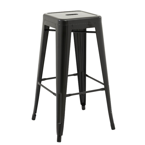 Set of 4x 75cm Tolix Retro Reproduction Cafe Bar Stools - Black