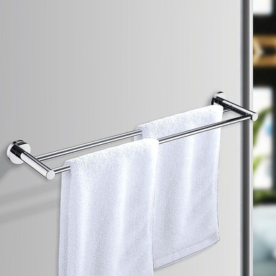 Double Classic Chrome Towel Bar Rail Bathroom